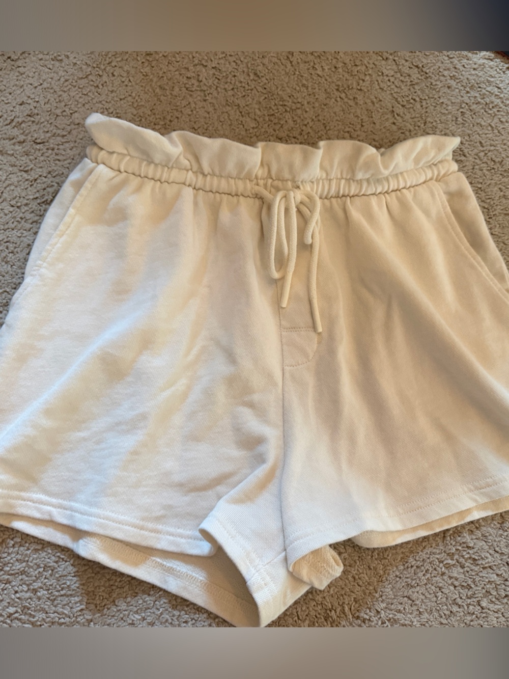 Z Supply Cream Elastic Waist Drawstring Shorts cotton